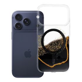 Etui na iPhone 17 Pro / 18 Pro (low camera edge) Golden zgodne z MagSafe czarne