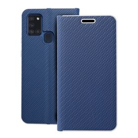 Etui z klapką na Samsung A21s Luna Book Carbon niebieskie
