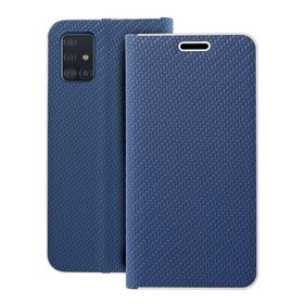 Etui z klapką na Samsung A51 Luna Book Carbon niebieskie