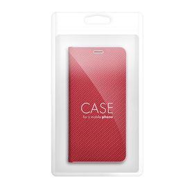 Etui z klapką na Samsung A50 Luna Book Carbon czerwone