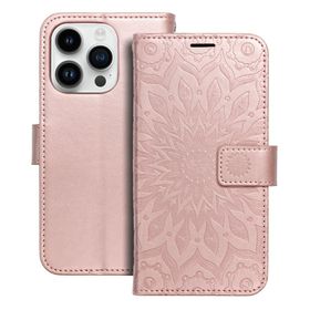 Etui z klapką na iPhone 14 PRO Mezzo Book mandala złoto-różowe