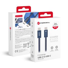 Kabel USB C do USB C Forcell F-Energy QC4.0 PD 3A 60W Cafule Color 1,2 m ACYH23 granatowy