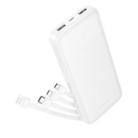 Powerbank Hoco 10000 mAh 2A z czterema wbudowanymi kablami USB A + USB C+ Lightning + Micro USB J163 biały
