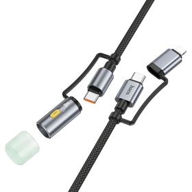 Kabel All-in-one USB C / Lightning do USB C / LED Light Hoco PD 3A 60W 1,2 m U138 czarny