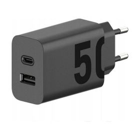 MOTOROLA oryginalna ładowarka sieciowa Typ C + USB A 50W MC502/509 czarna bulk