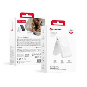 Powerbank zgodny z MagSafe Forcell F-Energy MagStand F10K2 QC3.0 PD 5A 20W 10000 mAh biały