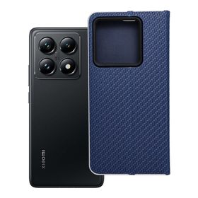 Etui z klapką na Xiaomi 14T PRO Luna Book Carbon niebieskie