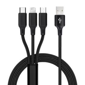 Kabel 3w1 USB A do Lightning / Typ C / Micro USB C171 1,2 m czarny