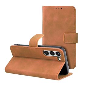 Etui z klapką na Samsung S23 Tender Book brązowe