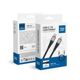 Kabel USB C do Lightning Blue Star 2,4A z oplotem 1,2 m TFK-DC-003 czarny