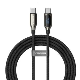 Kabel z wyświetlaczem LED USB C do USB C VEGER PD 5A 100W 1,5 m CC1-XHJ czarny