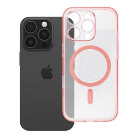 Etui na iPhone 16 PRO Clear Mag Cover - Glitter (Str / Camera Protection) zgodne z MagSafe różowe glitter