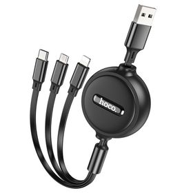 Kabel 3w1 USB A do Lightning / Micro USB / USB C Hoco 2A 1 m X75 czarny