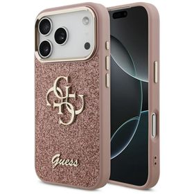 GUESS futerał do IPHONE 17 Pro GUHCP17LHG4SGCP (Fixed Glitter Big 4G Metal Frame) różowy