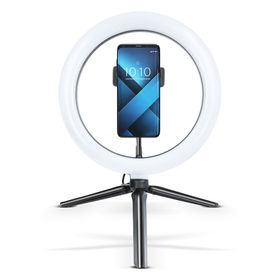 Lampa LED Ring Stream RGB pierścieniowa 10" z uchwytem na telefon + statyw czarna