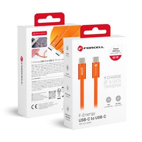 Kabel USB C do USB C Forcell F-Energy QC4.0 PD 3A 60W Cafule Color 1,2 m ACYH23 pomarańczowy