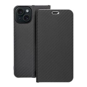 Etui z klapką na iPhone 15 Luna Book Carbon czarne