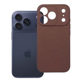 Etui na iPhone 17 Pro / 18 Pro (low camera edge) Silicone Mag Cover zgodne z MagSafe (camera protection) brązowy