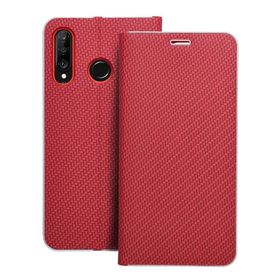 Etui z klapką na Huawei P30 LITE Luna Book Carbon czerwone