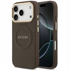 GUESS futerał do IPHONE 17 Pro kompatybilny z MagSafe GUHMP17LPSAMSECW (PU W/ Peony Hot Stamp) brązowy