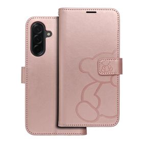 Etui z klapką na Samsung A36 5G Mezzo Book teddy bear złoto-różowe