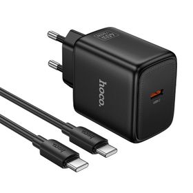 Ładowarka sieciowa GaN do telefonu Hoco USB C PD AVS 40W max 60W + kabel USB C do USB C N83 czarna