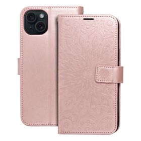 Etui z klapką na iPhone 15 PLUS Mezzo Book mandala złoto-różowe
