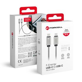 Kabel USB C do USB C Forcell F-Energy QC4.0 PD 3A 60W Metal 1 m C237 srebrny