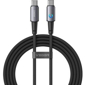 Kabel z diodą LED USB C do USB C VEGER PD 5A 240W 1,5 m CC2-ZSD czarny