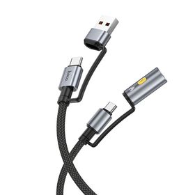 Kabel All-in-one USB A / USB C do USB C / zapalniczka samochodowa Hoco 3A 60W 1,2 m U138 czarny