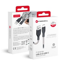 Kabel USB A do USB C Forcell F-Energy QC4.0 5A 60W Carbon 1 m CB-02A czarny