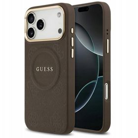 GUESS futerał do IPHONE 17 Pro Max kompatybilny z MagSafe GUHMP17XPSAMSECW (PU W/ Peony Hot Stamp) brązowy