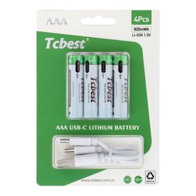 TCBEST bateria akumulatorowa R3 (AAA) 550 mAh z gniazdem Typ C + kabel USB A do 4 x Typ C 4 szt