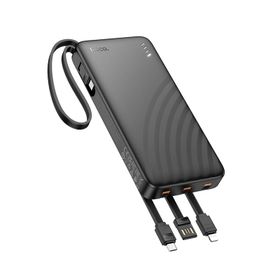 Powerbank Hoco 10000 mAh 2A z czterema wbudowanymi kablami USB A + USB C+ Lightning + Micro USB J146 czarny