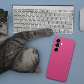 Etui na Samsung A37 5G Silicone 2mm (camera protection) różowe