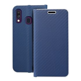 Etui z klapką na Samsung A40 Luna Book Carbon niebieskie