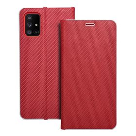 Etui z klapką na Samsung A71 Luna Book Carbon czerwone