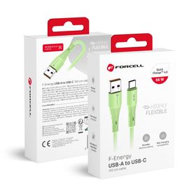 Kabel USB A do USB C Forcell F-Energy QC4.0 3A 66W Silicone 1 m C342 zielony