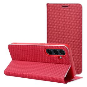 Etui z klapką na Samsung A27 Luna Book Carbon czerwone
