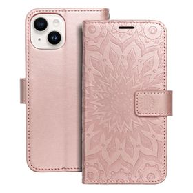 Etui z klapką na iPhone 14 Mezzo Book mandala złoto-różowe