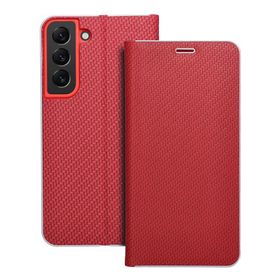 Etui z klapką na Samsung S22 Luna Book Carbon czerwone