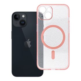 Etui na iPhone 14 Clear Mag Cover - Glitter (Str / Camera Protection) zgodne z MagSafe różowe glitter