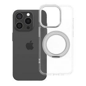 Etui na iPhone 15 PRO Frame Circle Stand zgodne z MagSafe transparentne