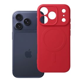 Etui na iPhone 17 Pro / 18 Pro (low camera edge) Silicone Mag Cover zgodne z MagSafe (camera protection) czerwone