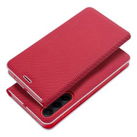 Etui z klapką na Samsung S25 Luna Book Carbon czerwone