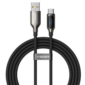 Kabel z diodą LED USB C do USB C VEGER PD 5A 100W 1,5 m CC1-ZSD czarny