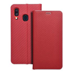 Etui z klapką na Samsung A40 Luna Book Carbon czerwone