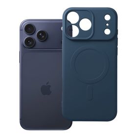 Etui na iPhone 17 Pro Max / 18 Pro Max (low camera edge) Silicone Mag Cover zgodne z MagSafe (camera protection) niebieskie