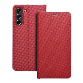 Etui z klapką na Samsung S21 FE Luna Book Carbon czerwone