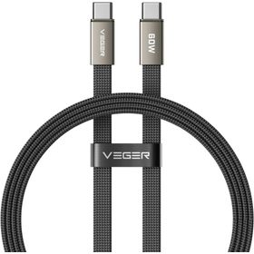 Kabel płaski USB C do USB C VEGER PD 3A 60W 1,2 m CC06-MTB czarny